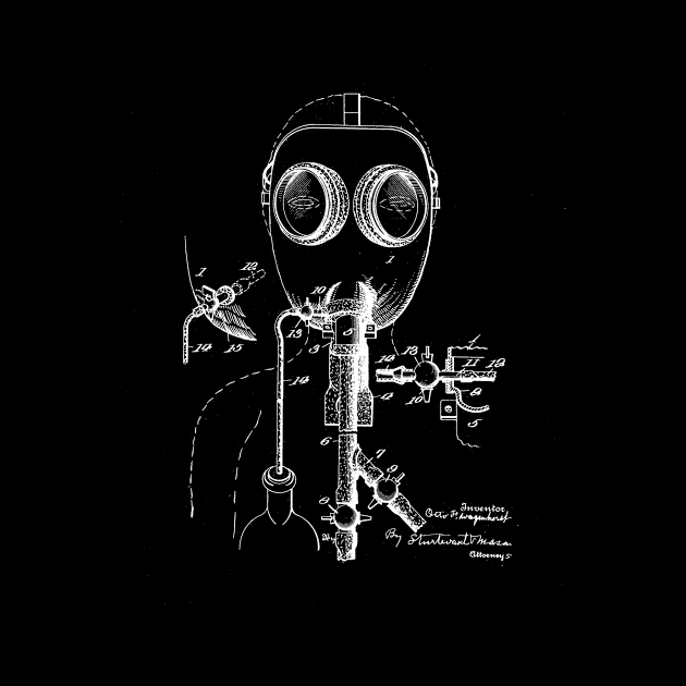 Gas Mask Vintage Patent Drawing by TheYoungDesigns