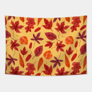 Red autumn leaves watercolor Tapestry