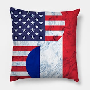 USA France Dual Yin Yang Flag Pillow