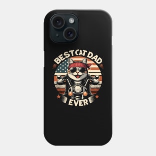 Cat Dad Fathers Day Motorcycle Bike Rider Vintage American Flag Phone Case