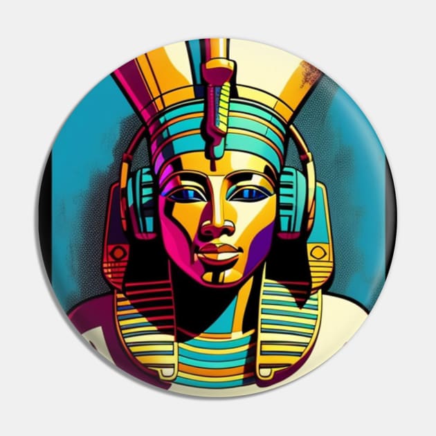 Ancient Egyptian Headphones Music Graphic Pin by musicgeniusart