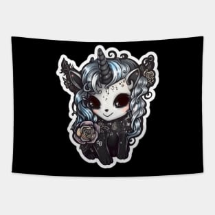 Black eyed Dark Unicorn, Darkicorn gothic anime style Tapestry