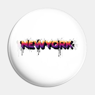 New York City Graffiti Style Typography Art Design Pin