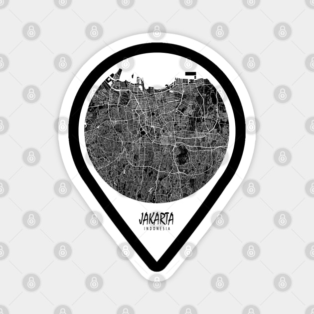 Jakarta, Indonesia City Map - Travel Pin Magnet by deMAP Studio