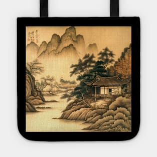 Chinese painting Mountains Tote