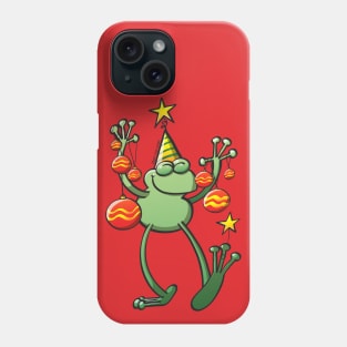 Smiling green frog decorating for Christmas Phone Case