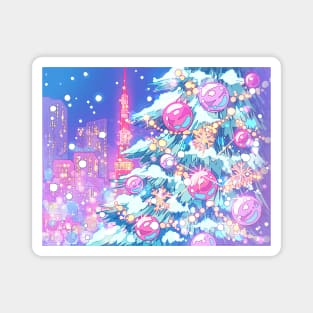 Christmas Tree and night Tokyo city Magnet