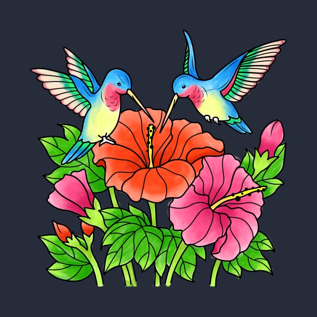 Hummingbird Couple Flowers Women Girls Hummingbirds by samshirts