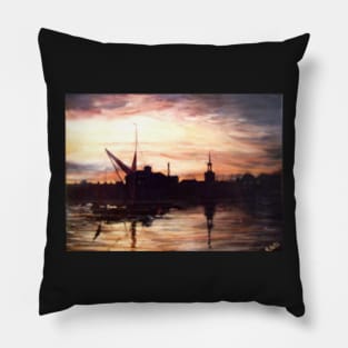 SAILING BARGE PASSING ST MARY'S CHURCH ROTHERHITHE LONDON Pillow