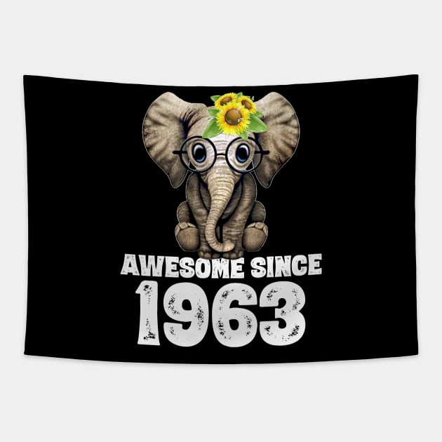 Awesome since 1963 57 Years Old Bday Gift 57th Birthday Tapestry by DoorTees