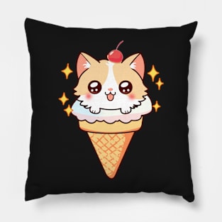 Cute Kawaii Ice Cream Kitten Pillow