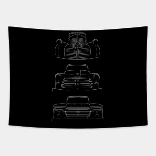 Front/profile - Evolution of the Dodge Pickup - stencil, white Tapestry