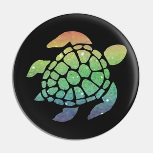 Pastel Rainbow Ombre Faux Glitter Turtle Pin