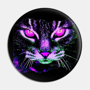 Neon Cat (shirt front) Pin