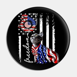 Patriotic 4th of July Cat Freedom Cat American Flag America Pin