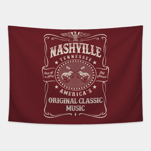 Nashville Music City USA Vintage Tapestry by Designkix