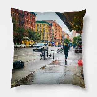 Upper West Side Rainy Day Street Manhattan NYC Pillow