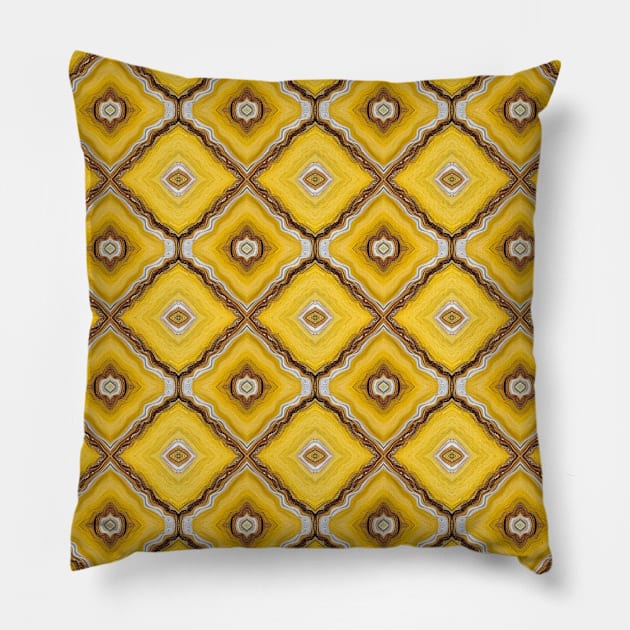 Yellow Diamond Style Seamless Pattern Pillow by Odetee