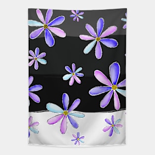 A Shower of Daisies - Hand Drawn with Pretty Pastel Pink and Purple Petals Tapestry