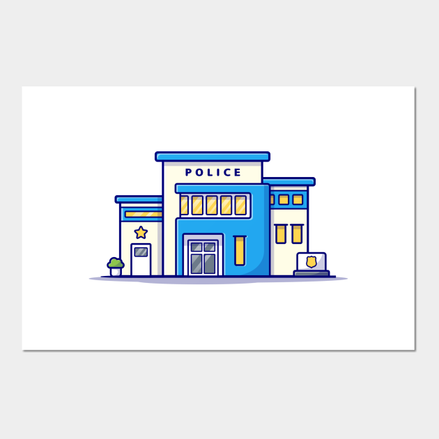Police Office Cartoon - Police Station - Posters and Art Prints | TeePublic Police Office Cartoon - Police Station - Posters and Art Prints | TeePublic
