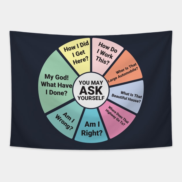 80's Music Retro Lyrics - You May Ask Yourself Pie Chart Tapestry by TeeTypo