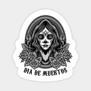 Dia de muertos - Catrina - Black and white design Magnet