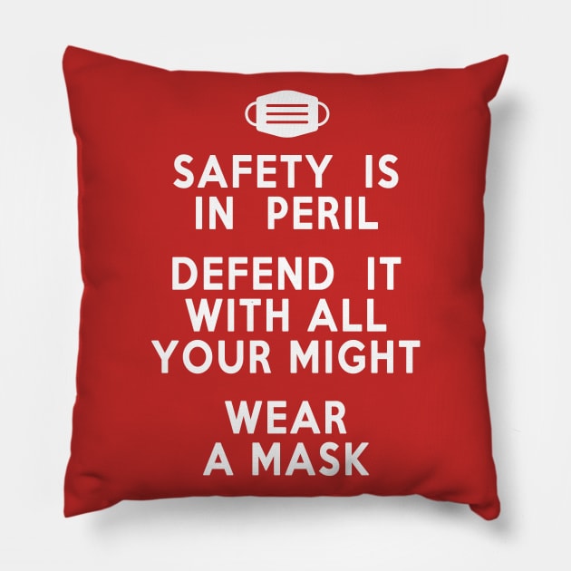 Wear a Mask (red) Pillow by haberdasher92