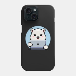 Cute polar bear with laptop cartoon design Phone Case