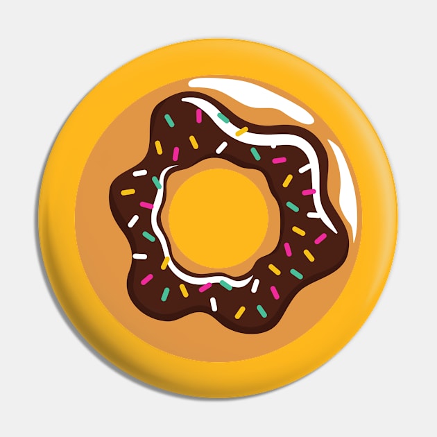 Chocolate Donut with Sprinkles Pastry Pin by InkyArt