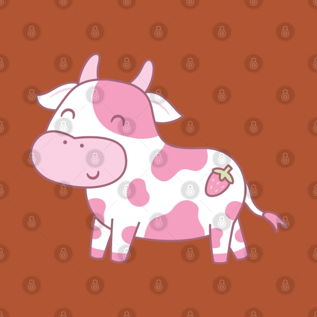 Cute Happy Strawberry Cow by rustydoodle