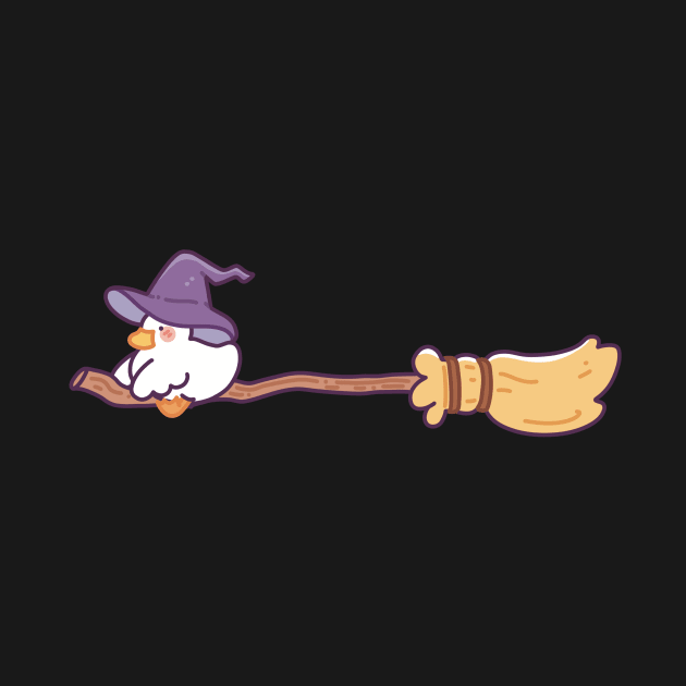 Witch Duckie on a Broomstick by Meil Can