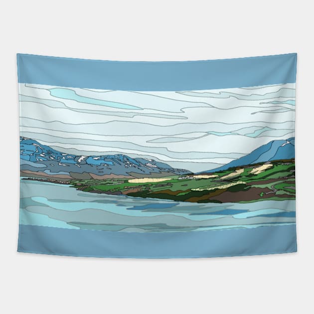 Shoreline view of Iceland Tapestry by JennyCathcart