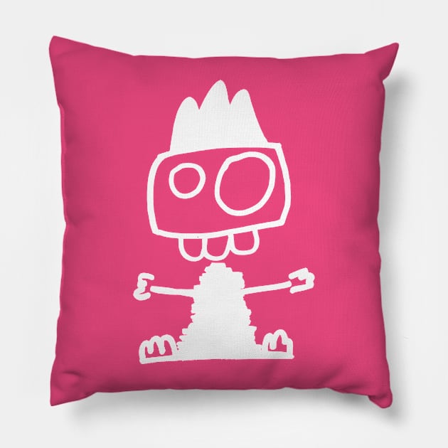 Cute monster - Mostrone Dentone (white on pink) Pillow by LiveForever