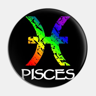 Pisces Zodiac Symbol in Rainbow Color Pin