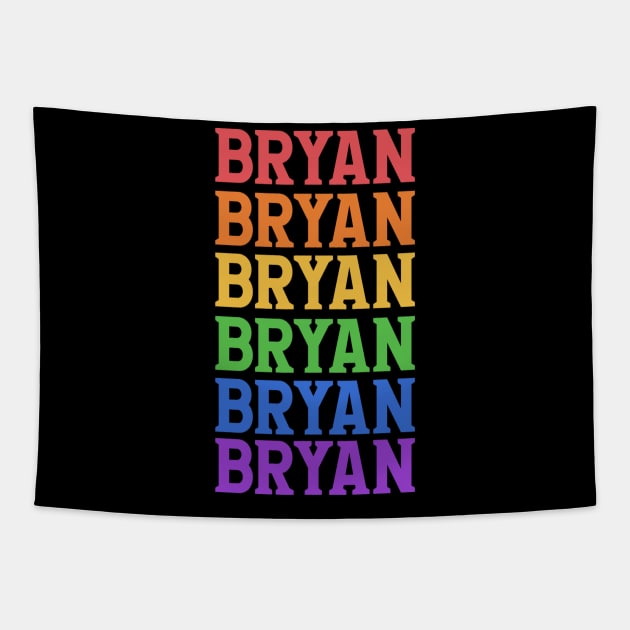 BRYAN RAINBOW TYPOGRAPHY Tapestry by OlkiaArt