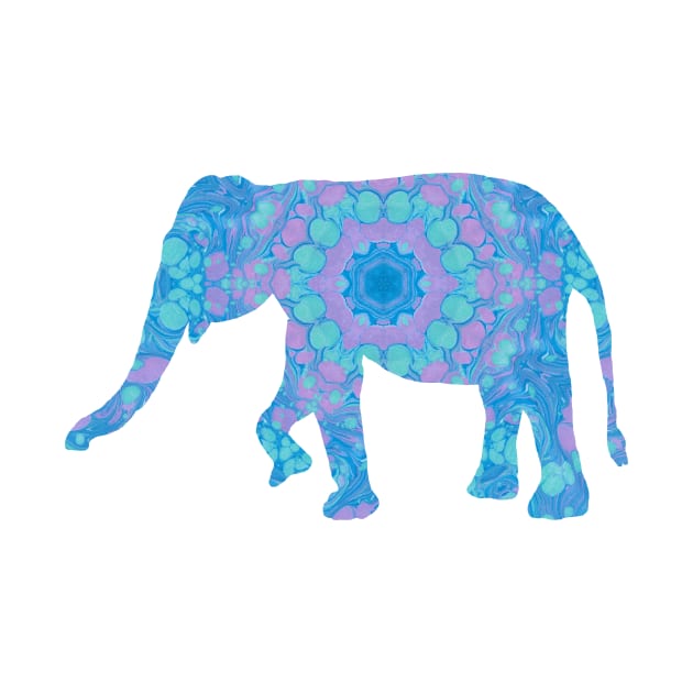 Mandala Painted Elephant Pink Teal and Blue by MarbleCloud