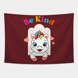 be kind cute unicorn Tapestry