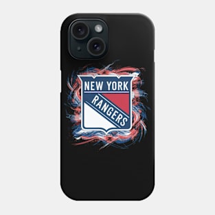 The New York Rangers' logo has vivid colors and strong geometric elements. Phone Case