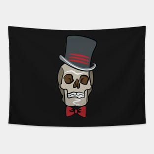 Halloween Skull in Top Hat and Bow Tie Tapestry