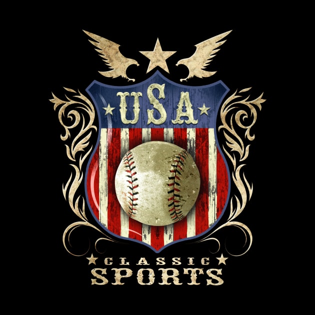 USA Classic vintage Baseball sports logo by Artizan