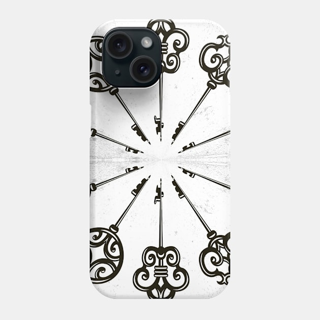 White Vintage Skeleton Key Phone Case by Moon Art