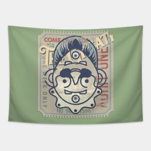 Topsy Turvey Upside Down Circus Ticket Tapestry