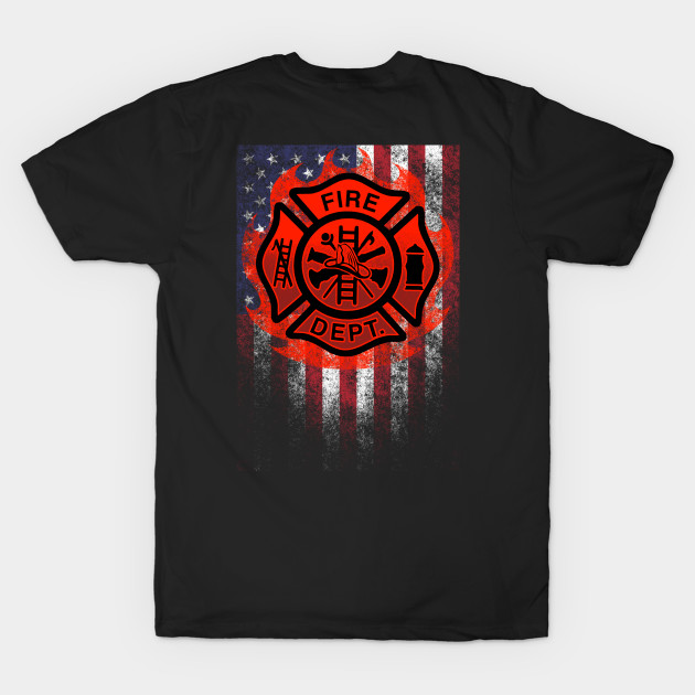 Vintage Fire Department Firefighter American Flag - Fire Department - T ...