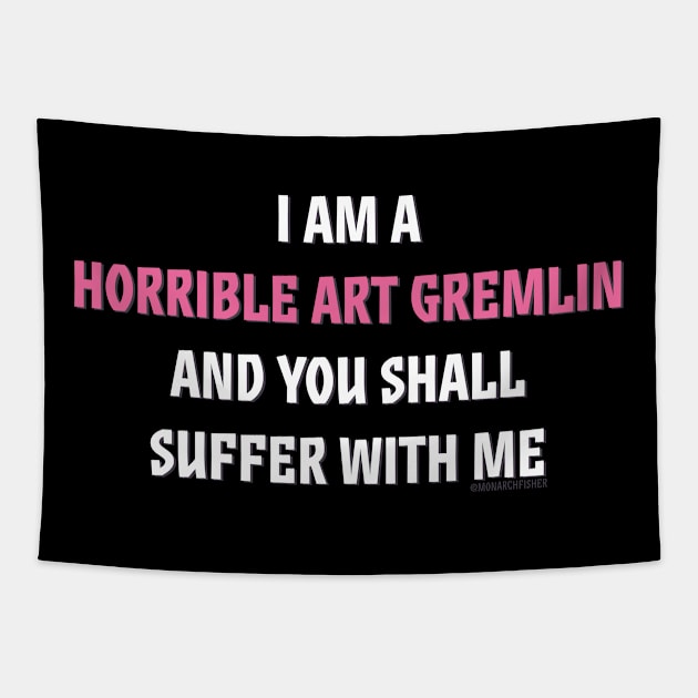 Horrible Art Gremlin Tapestry by MonarchFisher