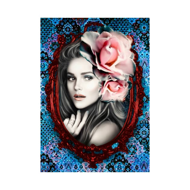 Beautiful Girl WITH ROSES in the Frame digital Art Fine ARTWORK by Relaxing Art Shop