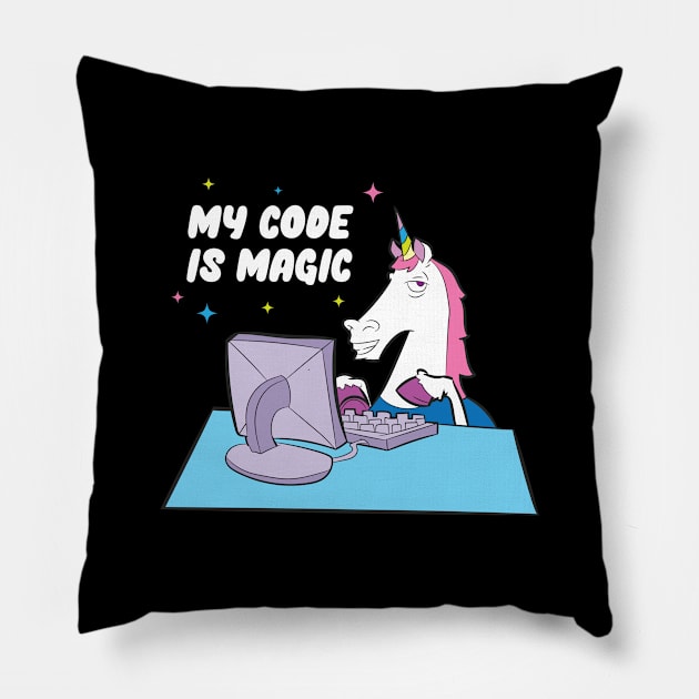 Computer Programming Shirt | Unicorn Magic Code Gift Pillow by Gawkclothing