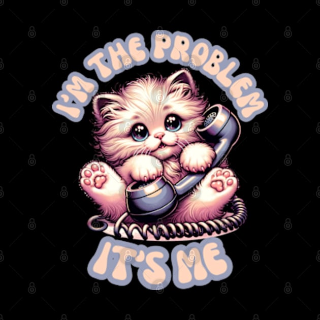 I'm the Problem Cute Vintage Cat Kitten Retro Phone by Lavender Celeste