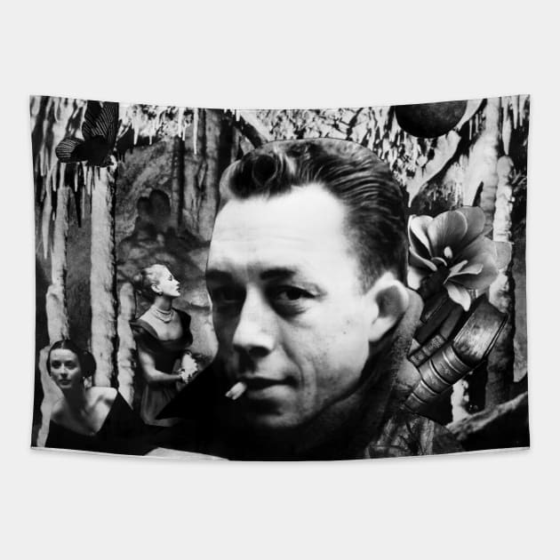 Albert Camus French Philosopher Absurdism Stoicism Book Tapestry by seruniartworks