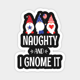 Naughty And I Gnome It - Funny Pajama Christmas Gnomes - Christmas Three Buffalo Plaid Gnomes Magnet