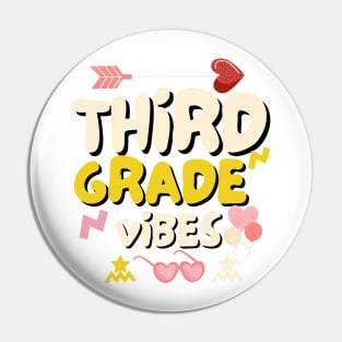 Third Grade Vibes - Retro 3rd Grade Team Student Teacher Pin